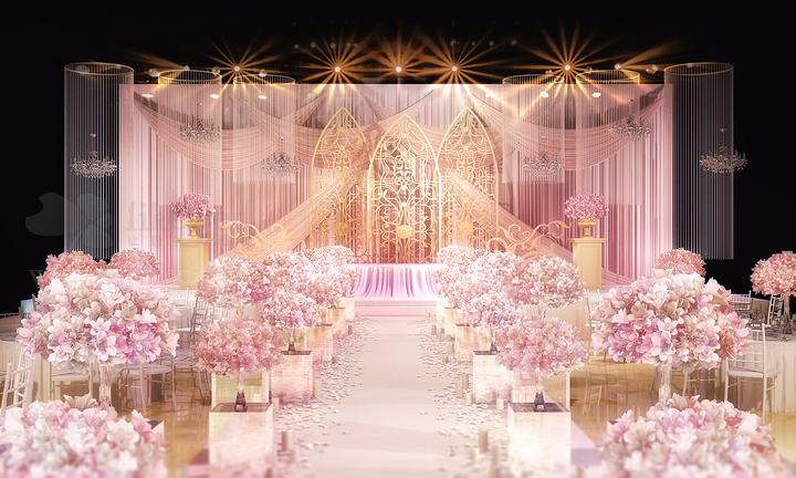 粉色系3d婚礼效果图