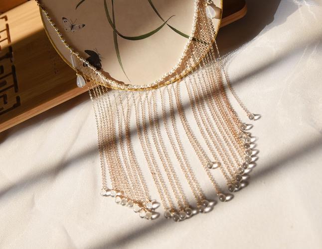 古装头饰面纱遮面帘流苏新娘汉服围髻仙女影视造型配饰