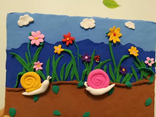 粘土手工场景作品春天来了主题学生作业立体画浮雕画春暖花开_7折现价