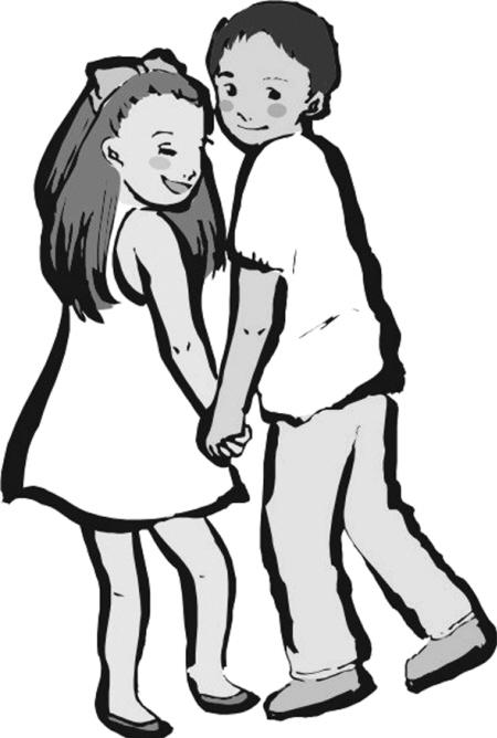 老夫妻背对背的简笔画