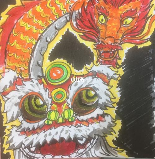 舞龙舞狮_手绘_舞狮_文化_绘画