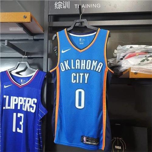 nba雷霆队威少0号球衣威斯布鲁克城市版蓝白男女篮球服球迷版