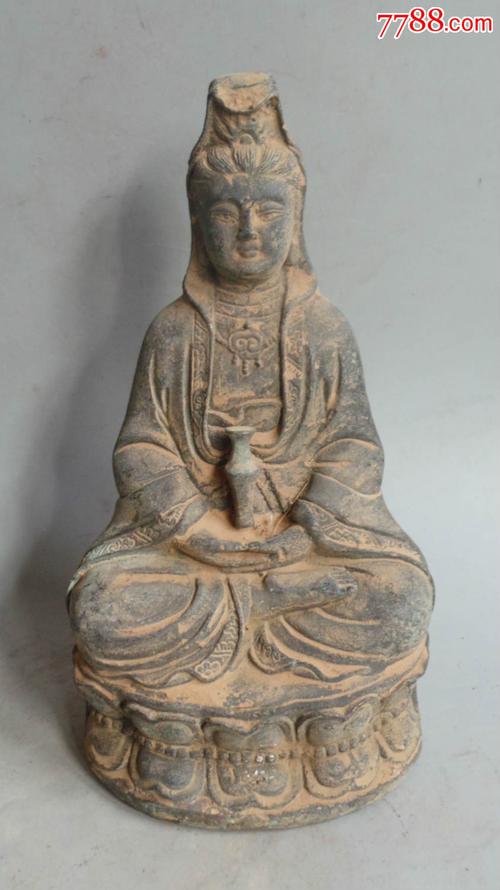 出土明代观音菩萨造像-铜像/铜佛像--au10242578-在线