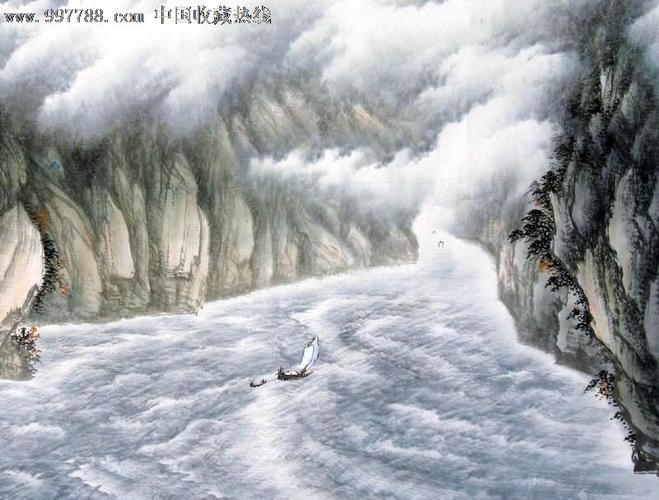 王一民山水画,大风破浪会有时,六尺,书屋茶楼装饰,客厅家居装饰,18320