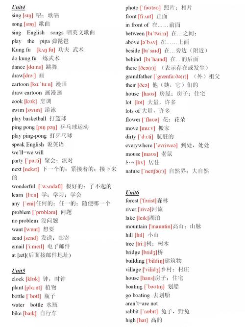 人教pep五年级英语上册:1~6单元《单词表》(音_英语_音标_五年级上册