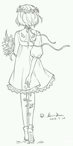 漂亮姑娘的背影简笔画,卡通简笔画