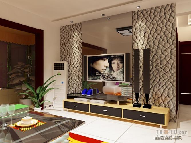 家装小户型茶色玻璃电视墙图片