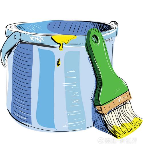 明亮油漆桶和刷子插画-正版商用图片0vu2du-摄图新视界