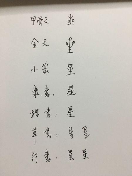 星字甲骨文金文小篆隶书楷书草书行书.