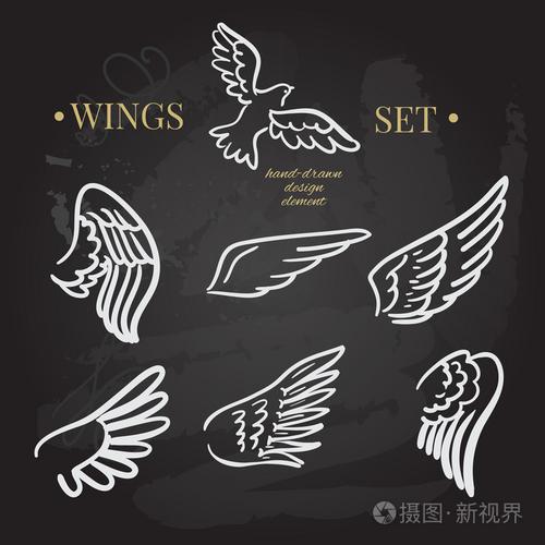 矢量涂鸦翅膀集.天使的翅膀集合