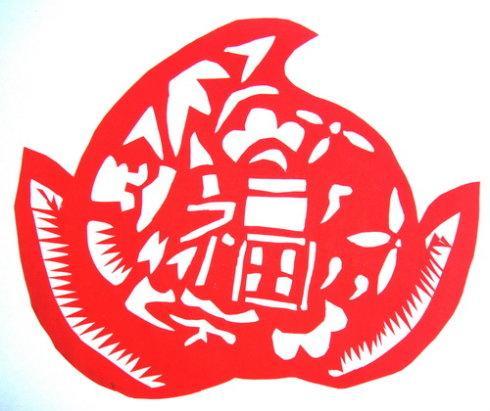 对折剪纸桃子图片