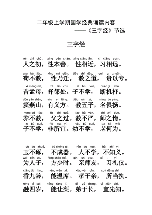 二年级上学期国学经典《三字经》节选已校对.doc