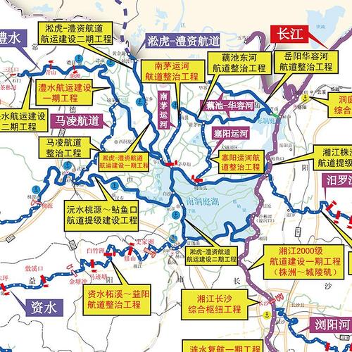 超高清湖南航道港口示意图湖南水路交通地图