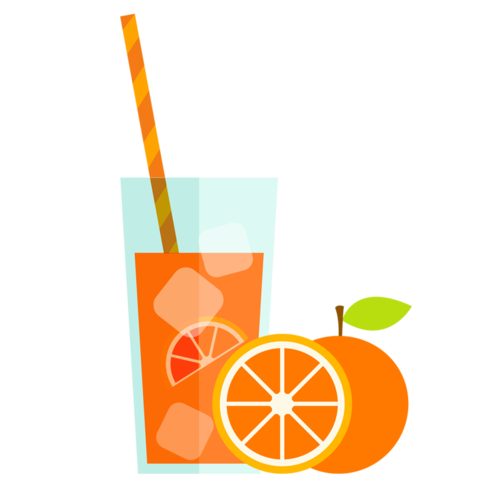 卡通橙色果汁