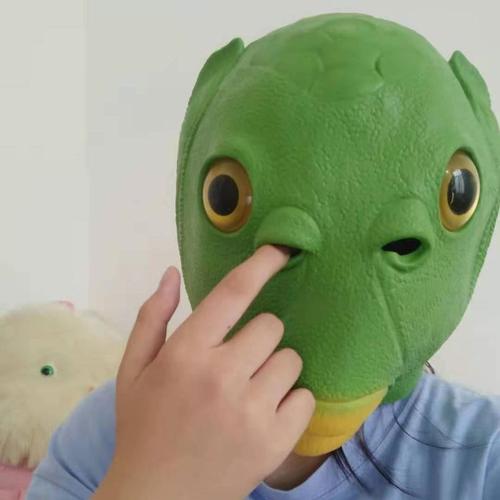 鱼头头套网红搞绿头鱼头套怪沙雕怪绿鱼怪怪绿头头套恶搞人