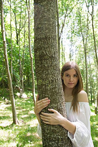 美女,搂抱,树,头像