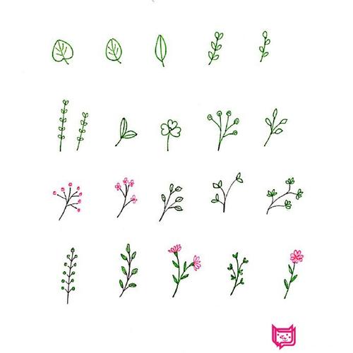 小清新植物手账简笔画素材,超级可爱的小植物素材大全