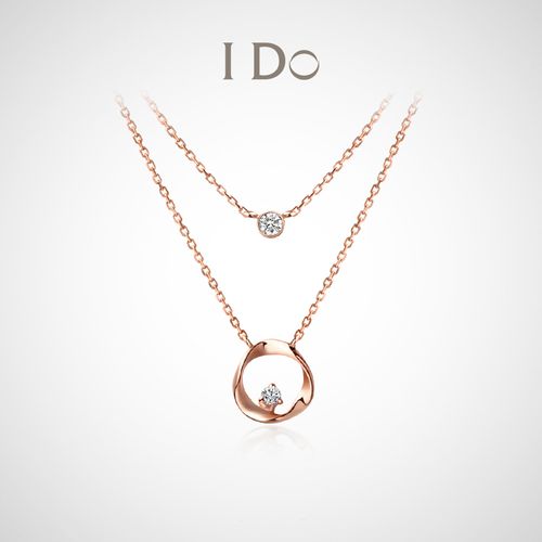 【现货】i do round系列 18k金钻石项链女吊坠锁骨链正品ido