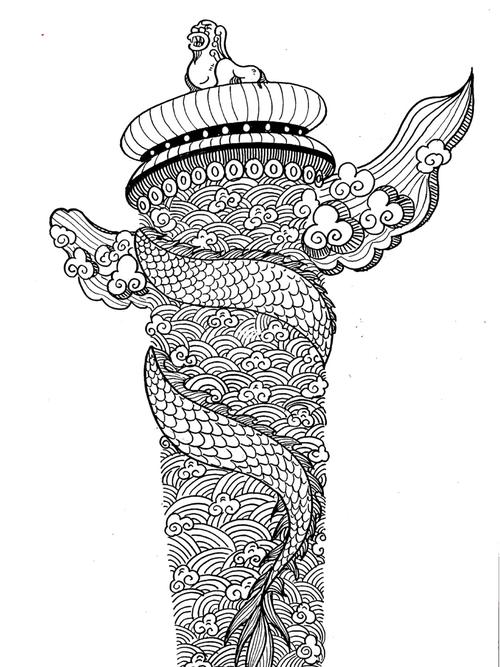 单体1|手绘华表柱/步骤图/教程_手绘_教程_建筑_绘画