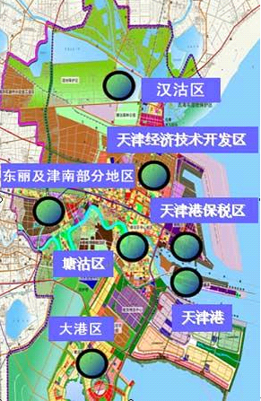 图为滨海新区七个功能区