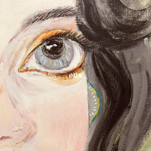 我的超级"大眼睛"妹崽_绘画_大眼睛_调色_眉毛_油画_绘画日常_文化