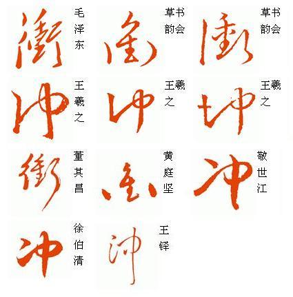 冲字的草书怎么写