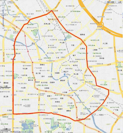  天津内环线:从西南角起,往南向东经南开三马路,南京