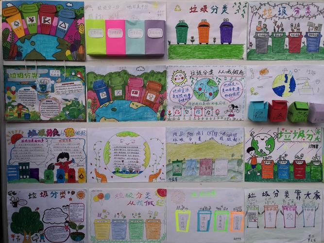 "大手拉小手垃圾分类"手抄报展示