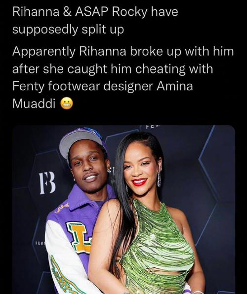 外媒纷纷报道rihanna与非裔说唱歌手男友asap rocky已分手,原因是asap