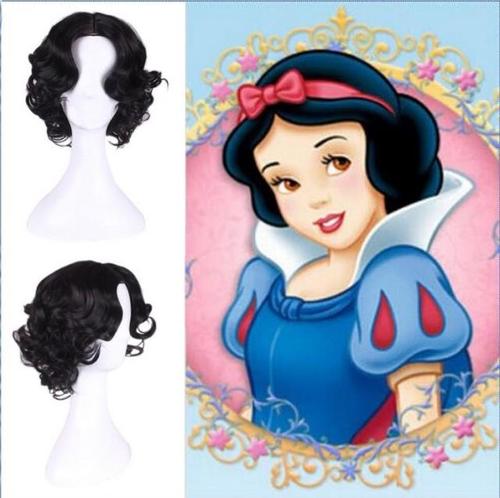 宋小宝小品道具动画片白雪公主假发女cosplay中分短卷黑色假头发