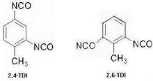 4-methyl-1,3-phenylene diisocyanate 分子结构式: 甲苯二异氰酸酯