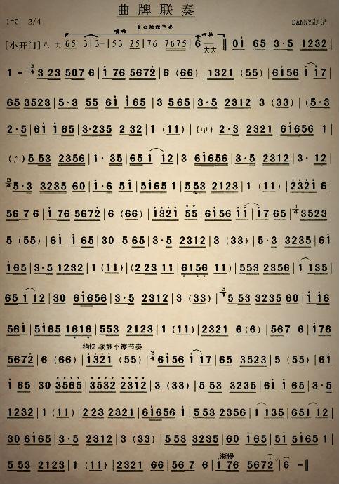蒲剧曲牌简谱【小开门 八板 顶缸】 分类:流行 格式:简谱