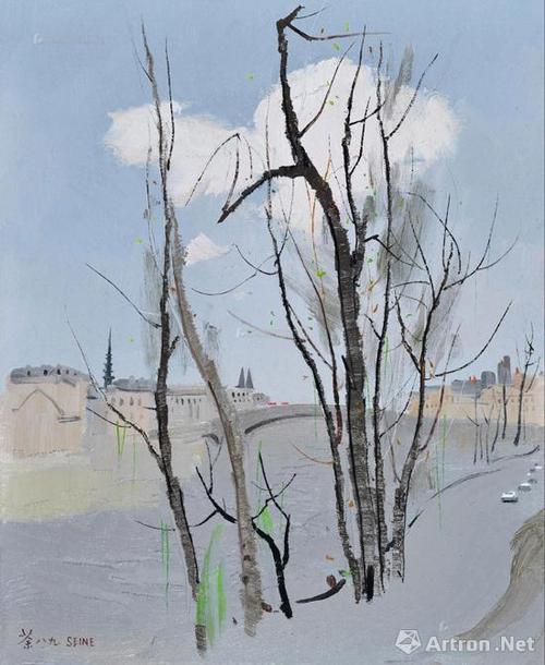 吴冠中《塞纳河》,1989年作,布面油画,61×50cm