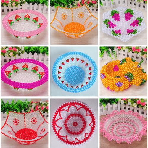 diy手工串珠果盘材料包亚克力编织散珠制作家居饰品礼品摆件果盒_7折