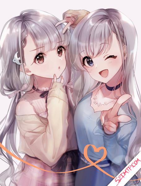 眼睛闭着,编织(辫子),眨眼,褶裙,:o,胜利,袖子过手腕,兄弟姐妹,双胞胎