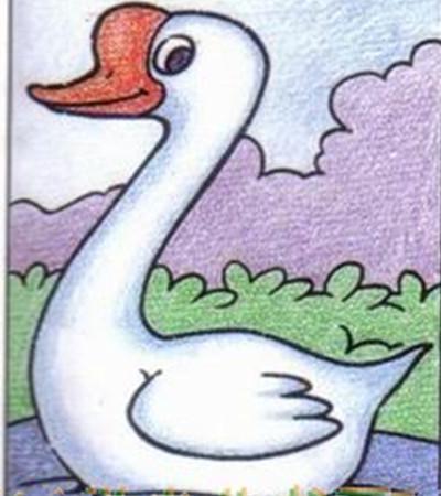 儿童蜡笔画教程儿童蜡笔画大白鹅