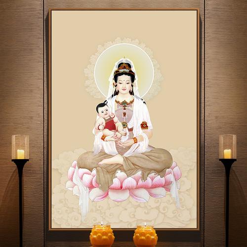 送子观音佛像挂画求子观音菩萨画像居家居家家家用