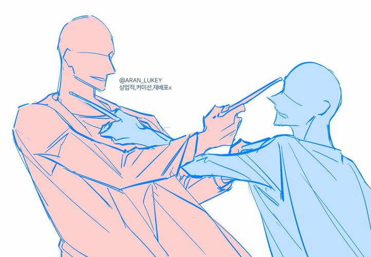 【绘画素材】男孩纸の双人甜蜜互动姿势参考(咬眼镜架