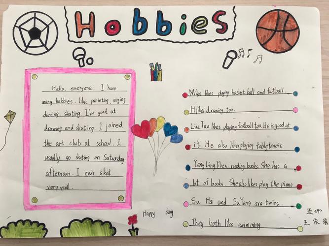 hobbies英文手抄报欣赏—五4班