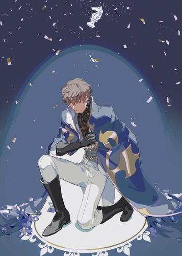 人物绘画,感染力超强的卡通男生插画.单膝跪地的帅气男子.