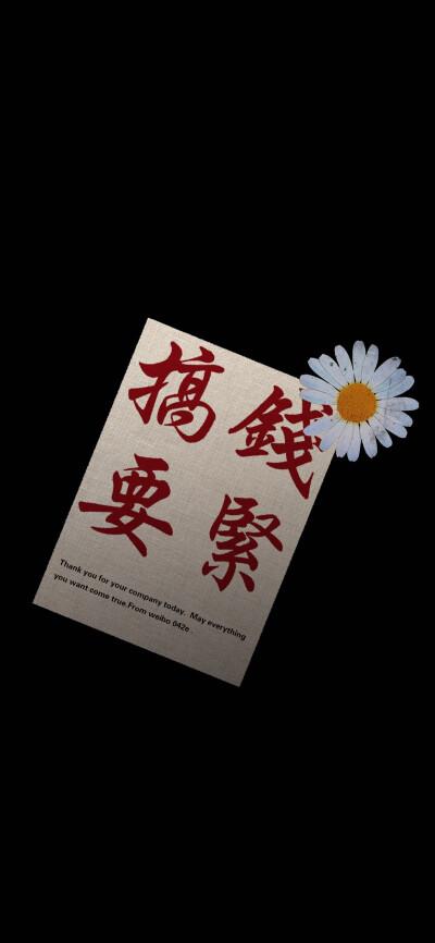 黑色雏菊文字壁纸渐变纯色/手绘壁纸/聊天背景/小清新ins/油画插画