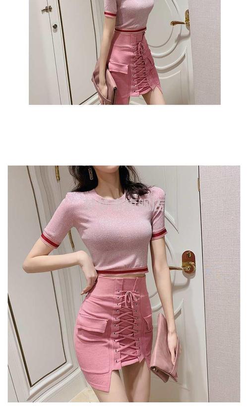 夏季女生穿的短袖短衣短裙凉快套装裙子很仙的裙女恤高腰半身法国小众