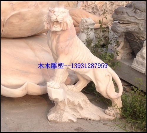 石雕老虎雕塑大理石猛虎下山老虎雕塑动物雕塑庭院园林景观摆件