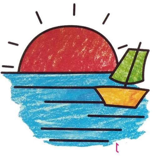 儿童风景简笔画,日出简笔画