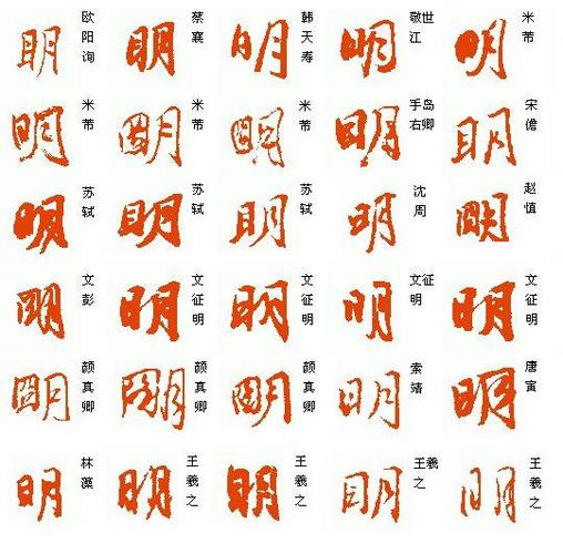 明字行书怎么写