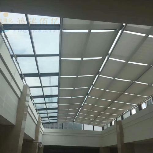 天津武清批发天棚帘阳光房天棚帘商场玻璃采光顶电动遮阳天棚帘