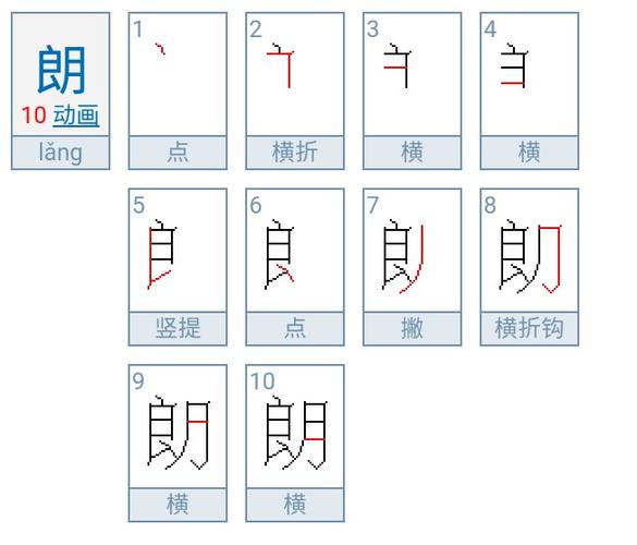 朗读的"朗"字笔画顺序