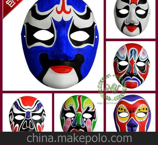 包邮儿童教材 手绘纸浆中式国粹工艺京剧脸谱面具批发