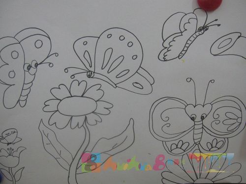 蝴蝶图片简笔画涂色第3/3组蝴蝶图片简笔画涂色两只蝴蝶填色画_宝宝