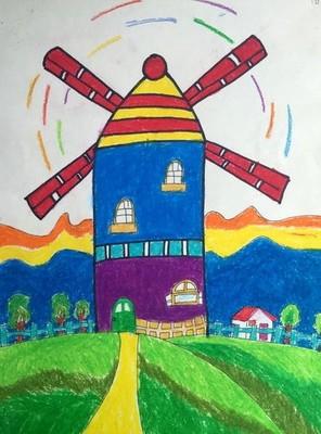 儿童简笔画大风车风景简笔画图片大人一关于大风车风景的画法儿童